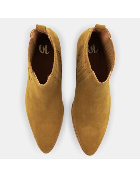 Chelsea Boots en Velours de cuir camel