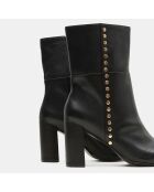 Bottines en Cuir à talon haut et clous noires - Talon 9 cm