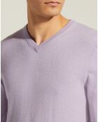 Pull 100% Cachemire Nachve col V violet clair