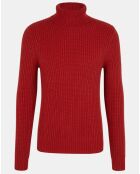 Pull en Laine & Cachemire Noteroule col roulé rouge