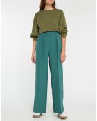 Pantalon large en Laine mélangée César vert