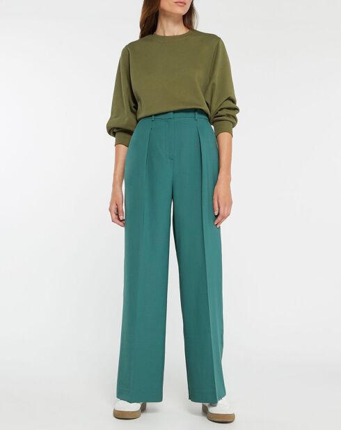 Pantalon large en Laine mélangée César vert