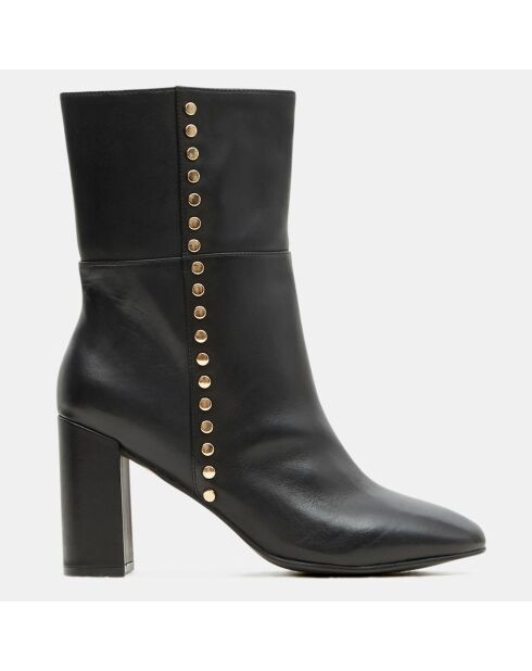 Bottines en Cuir à talon haut et clous noires - Talon 9 cm