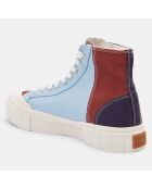 Sneakers en Coton Bio Palm bleu/marron