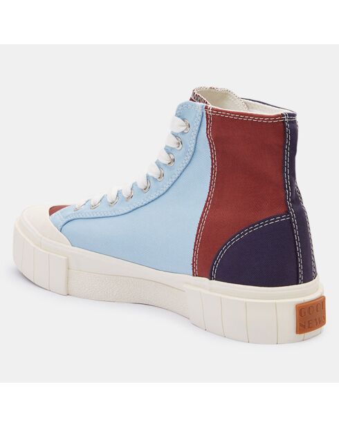 Sneakers en Coton Bio Palm bleu/marron