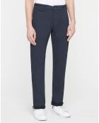 Pantalon Chino droit Kunzo à micro pois bleu marine