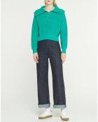 Pull en Grosse maille de Coton Oeko-Tex® Blaise Col zippé vert