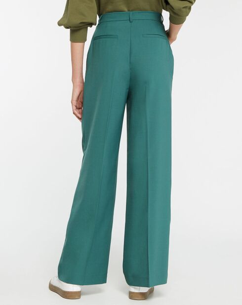 Pantalon large en Laine mélangée César vert