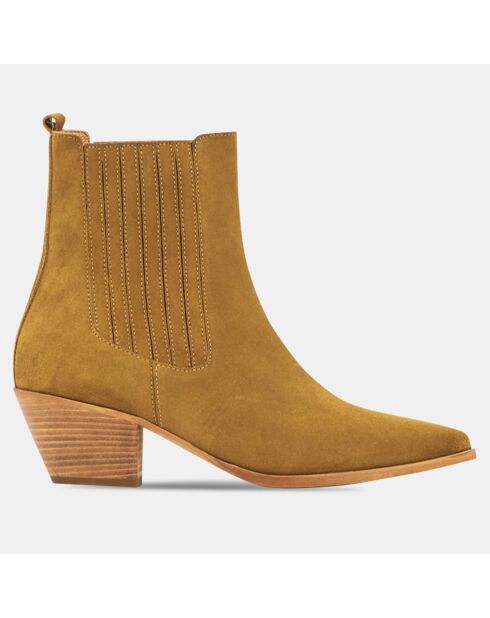 Chelsea Boots en Velours de cuir camel