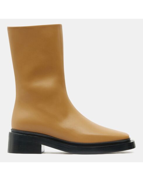 Boots en Cuir Large camel - Talon 5 cm