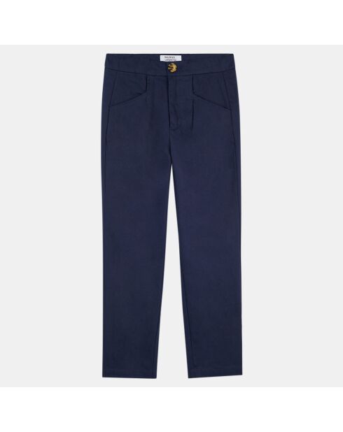 Pantalon ajusté en Coton bleu marine