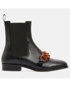 Chelsea Boots en Cuir chaîne écailles noires