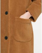 Manteau mi-long Chamois effet Sherpa camel