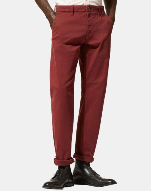 Pantalon Chino droit Kutdroit  rouge foncé