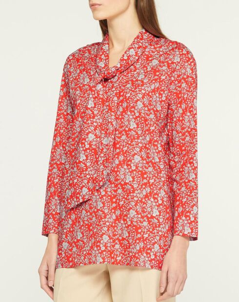 Chemise droite Pegy à fleurs rouge