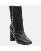 Bottines en Cuir à talon haut et clous noires - Talon 9 cm