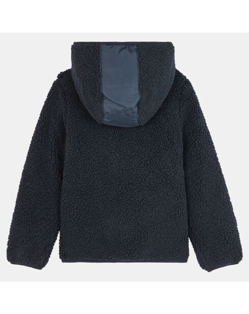 Veste Sherpa à capuche bleu marine