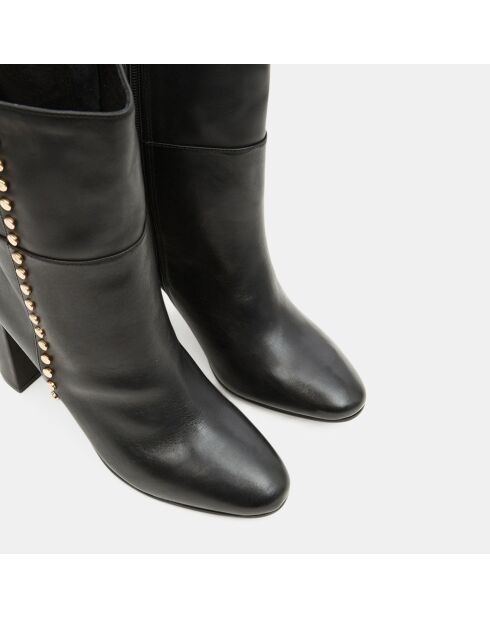 Bottines en Cuir à talon haut et clous noires - Talon 9 cm