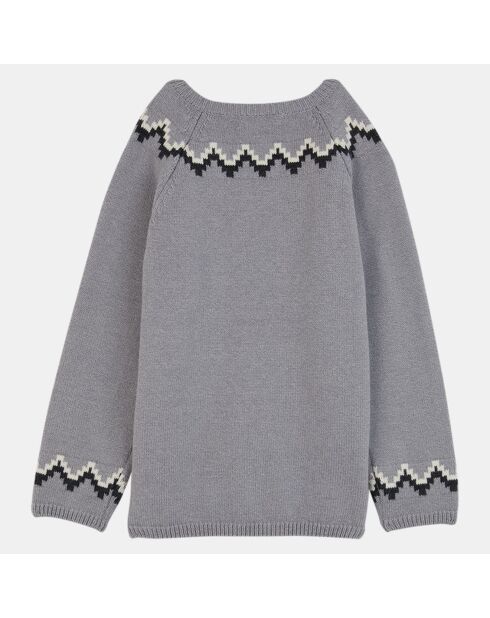 Pull de noël en Maille de coton bio & laine mélangés Igloo gris chiné