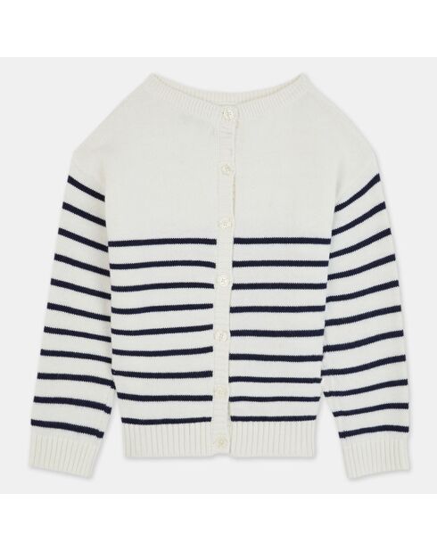 Pull marinière en Coton & Laine Sabine écru