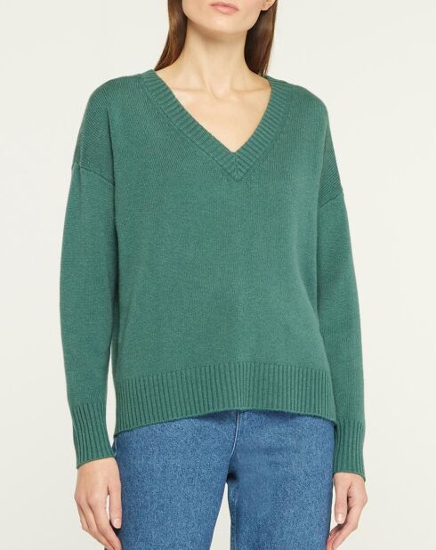 Pull 100% Cachemire Danaé col V vert