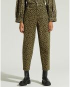 Pantalon en Velours milleraies de Coton Calvin vert/jaune