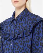 Chemise en Coton bio Candy imprimé léopard bleu/noir