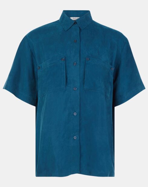 Chemise fluide Carlos à manches courtes bleu foncé