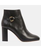 Bottines en Cuir lisse noires - Talon 8,5 cm