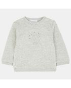 Sweat en Coton molletonné bio mélangé Aramo gris chiné