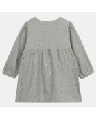 Robe en Flanelle de coton bio Giga étoiles gris chiné