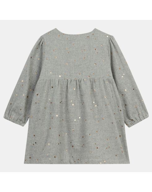 Robe en Flanelle de coton bio Giga étoiles gris chiné