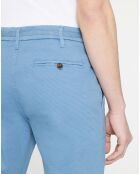 Pantalon Chino droit en Coton Bio Kunzo à micro pois bleu