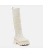 Bottes en Cuir Lucky beiges - Talon 5 cm