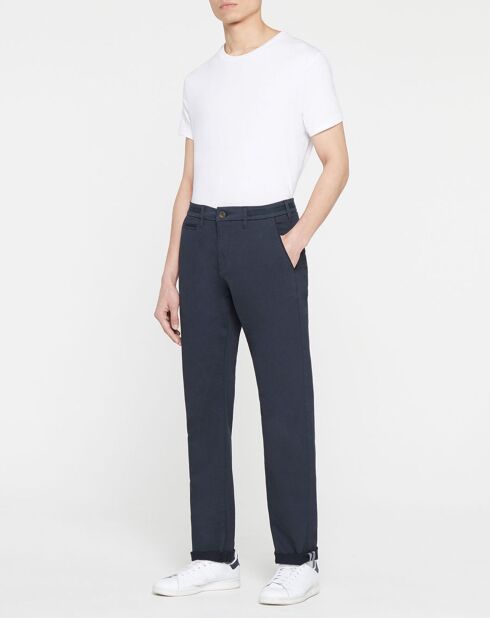 Pantalon Chino droit Kunzo à micro pois bleu marine