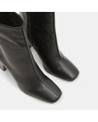 Bottines en Cuir à talon géométrique noires - Talon 8,5 cm