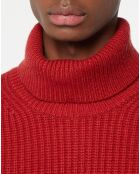 Pull en Laine & Cachemire Noteroule col roulé rouge