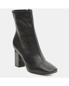 Bottines en Cuir à talon géométrique noires - Talon 8,5 cm