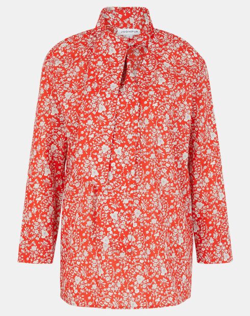 Chemise droite Pegy à fleurs rouge