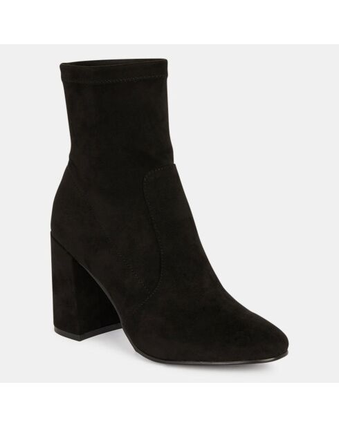 Bottines en Velours de cuir Stretch noires - Talon 9 cm