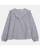 Blouse en Coton organique Adeline rayée blanc/gris