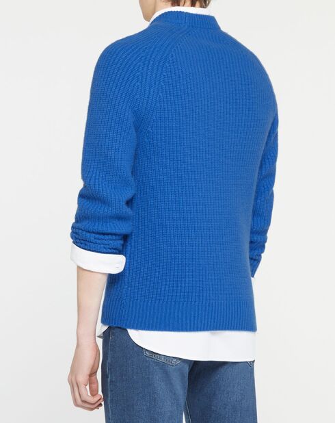 Pull en Laine & Cachemire Noterond col rond bleu