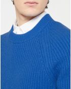 Pull en Laine & Cachemire Noterond col rond bleu