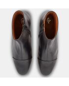 Stivali in pelle con tacco in legno nero - tacco 5 cm