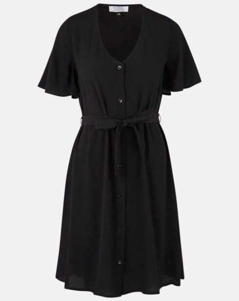 Robe courte Catherine à Col V noire