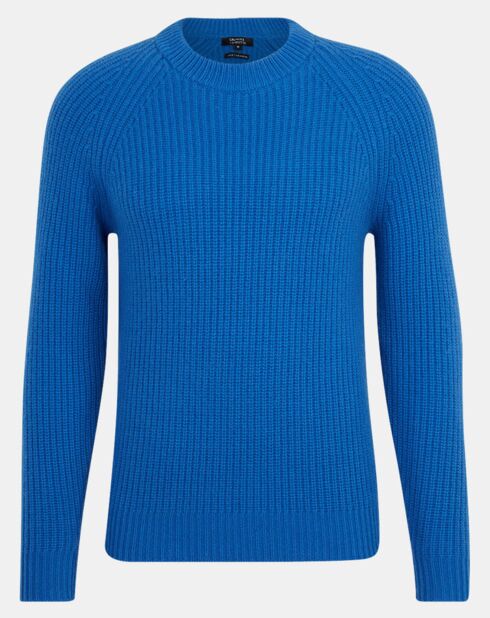 Pull en Laine & Cachemire Noterond col rond bleu