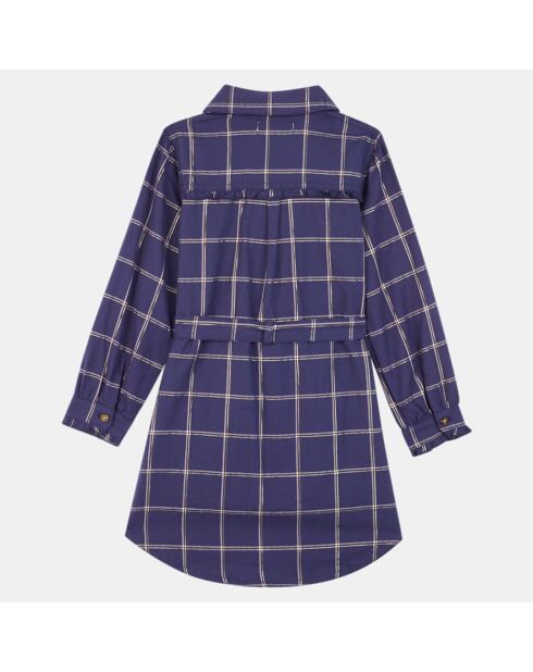 Robe en Flanelle de coton Olla à carreaux bleu marine