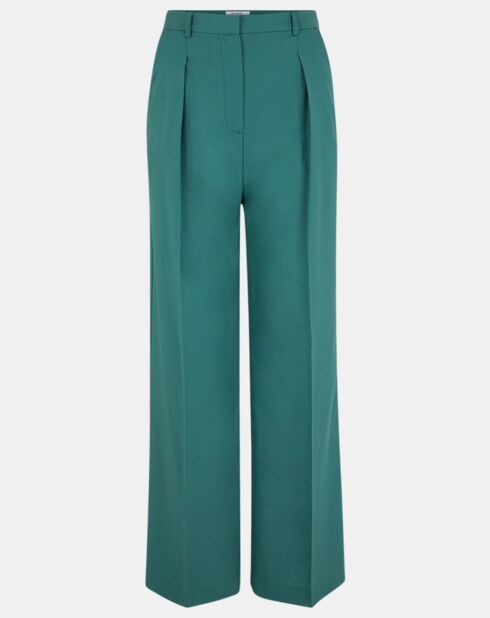 Pantalon large en Laine mélangée César vert