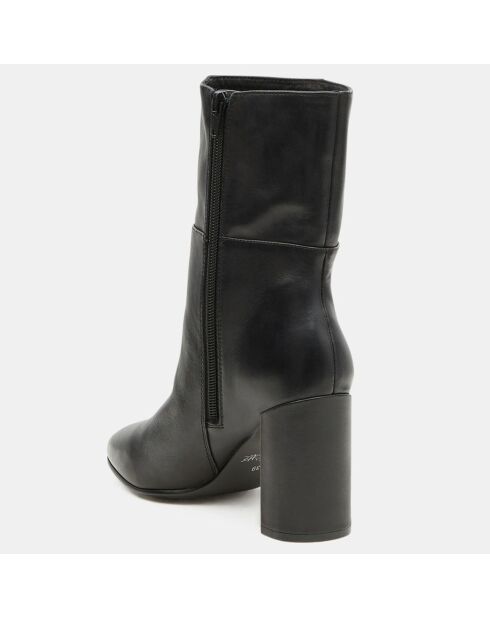 Bottines en Cuir à talon haut et clous noires - Talon 9 cm