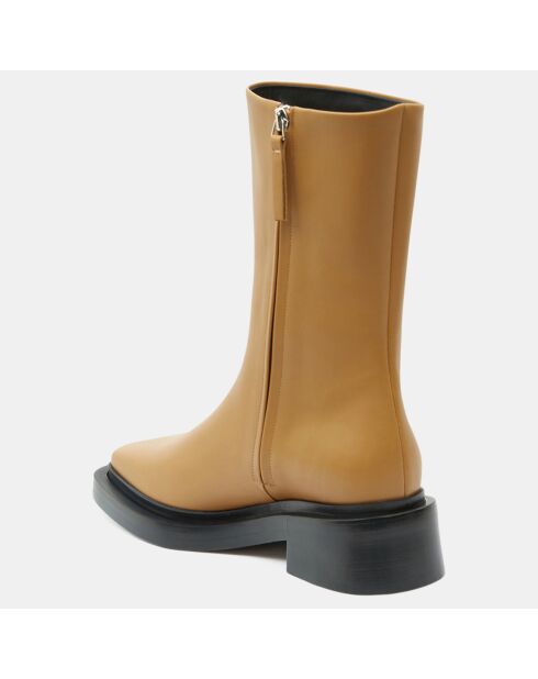 Boots en Cuir Large camel - Talon 5 cm